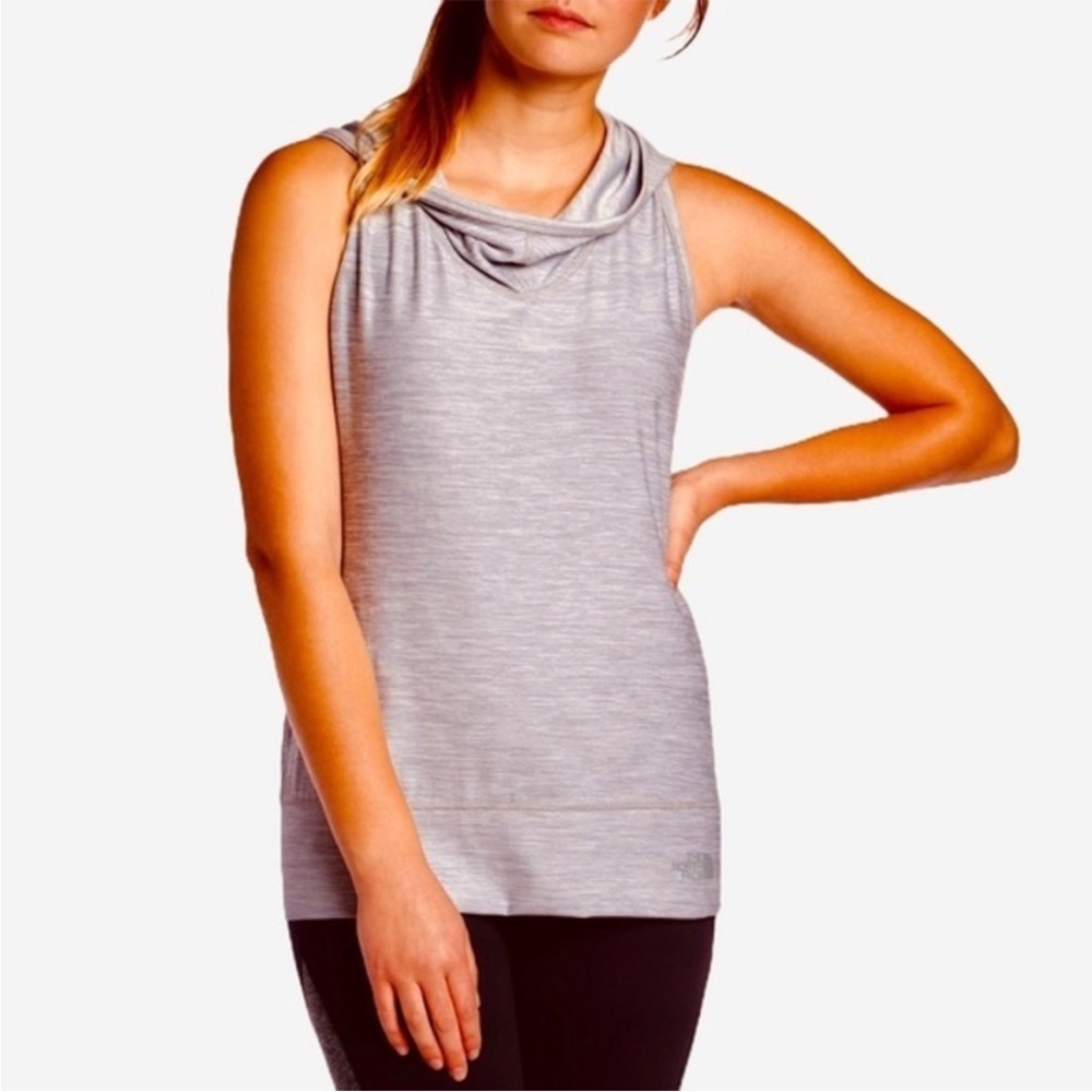 Northface motivation sleeveless lightweight cowl neck grey hoodie in size large